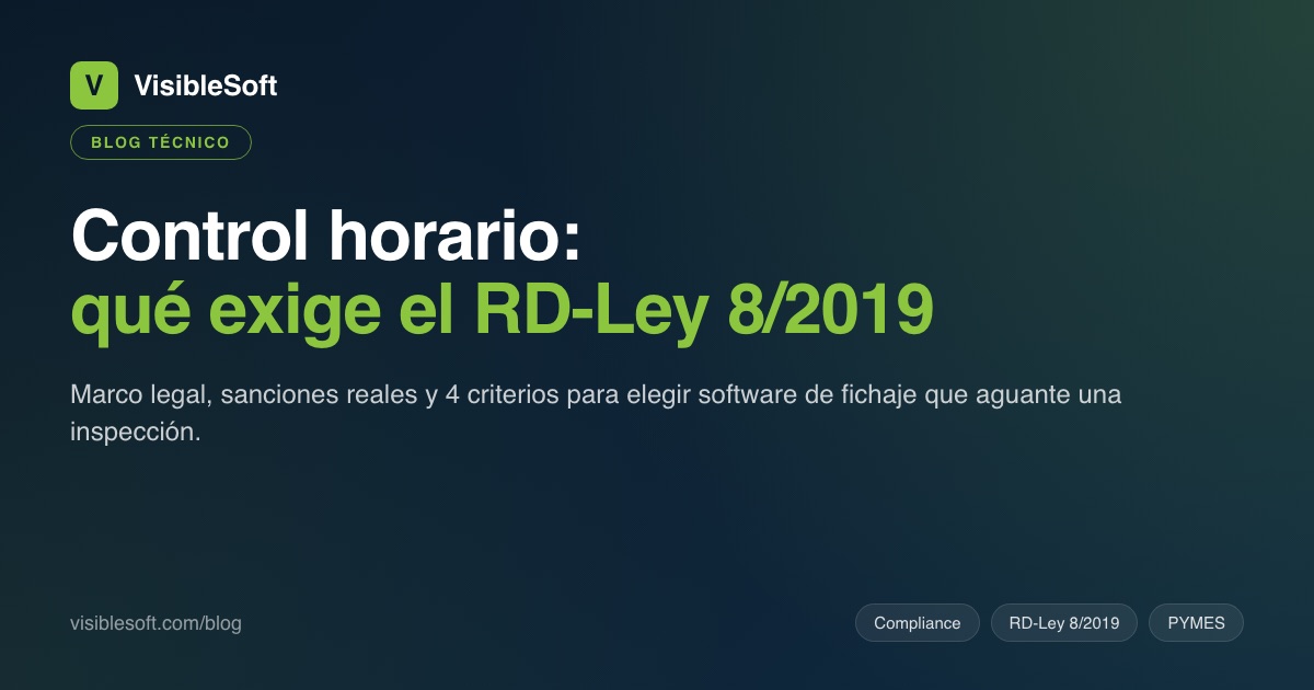 Control horario obligatorio: qué exige el RD-Ley 8/2019 y cómo cumplirlo con software