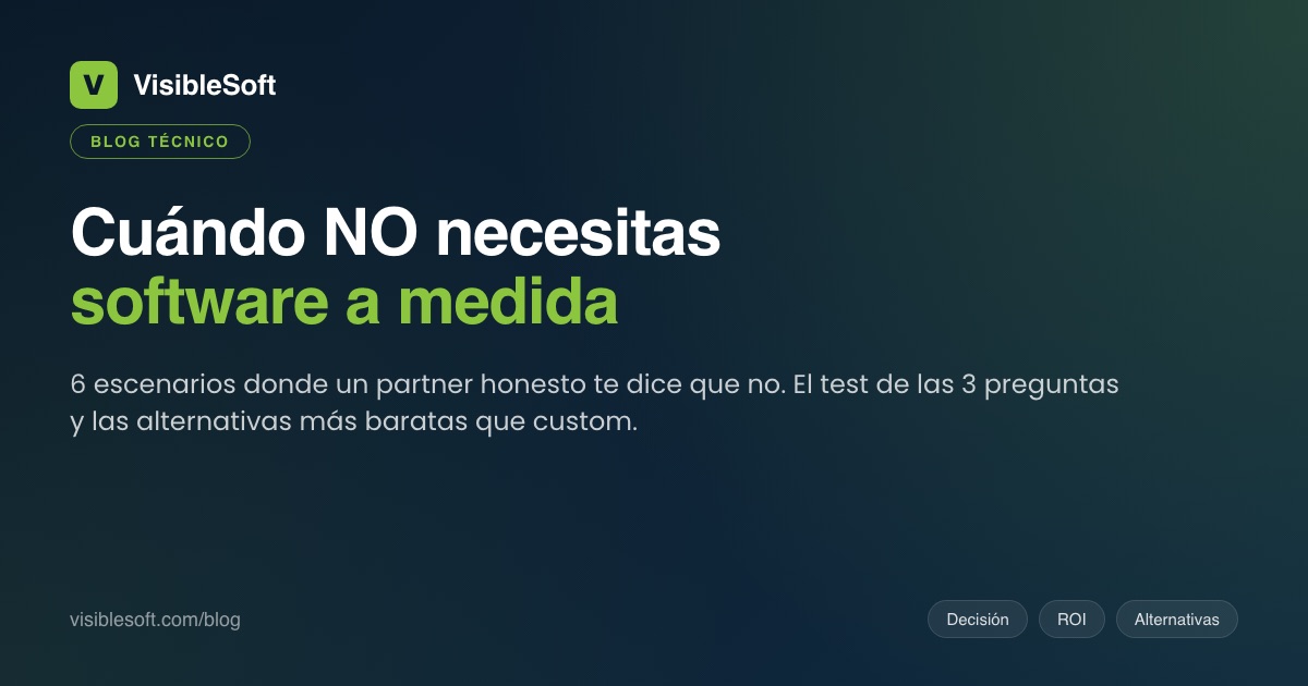 Cuándo NO necesitas software a medida: 6 escenarios en los que un partner honesto te ahorra dinero