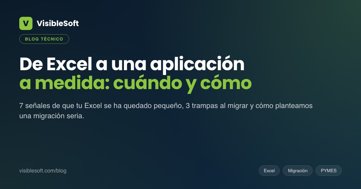 Migrar de Excel a una aplicación a medida: cuándo, cómo y qué evitar