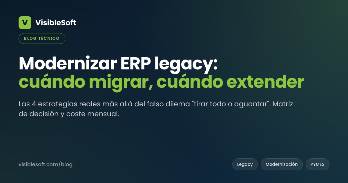Modernizar un ERP legacy: cuándo conviene migrar y cuándo no